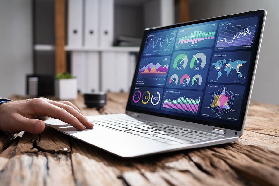 Kpi Dashboard. Predictive Data Analytics On Laptop